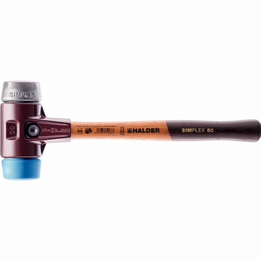 Maillet HALDER SIMPLEX TPE souple / métal doux avec boîtier en fonte malléable et manche en bois - D=30 mm - 3019.030