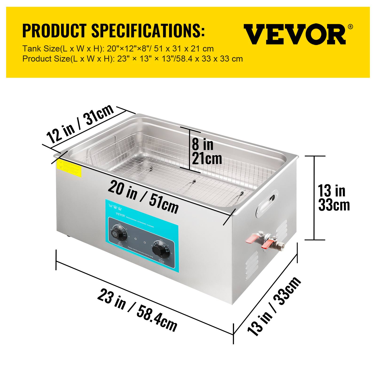 Vevor - VEVOR Nettoyeur ultrasons 30L avec chauffage et minuterie pour bijoux montres. - Image 7