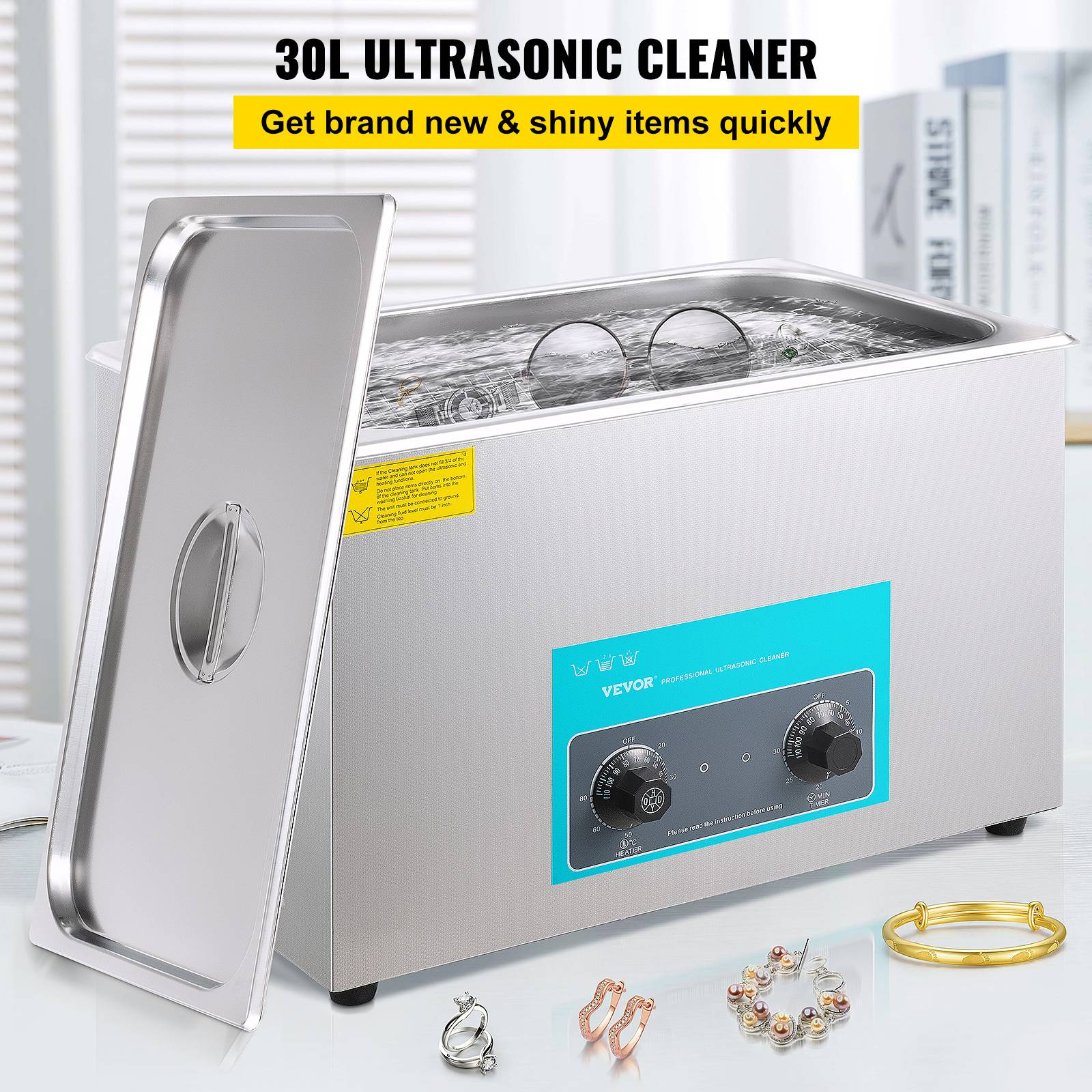 Vevor - VEVOR Nettoyeur ultrasons 30L avec chauffage et minuterie pour bijoux montres. - Image 2
