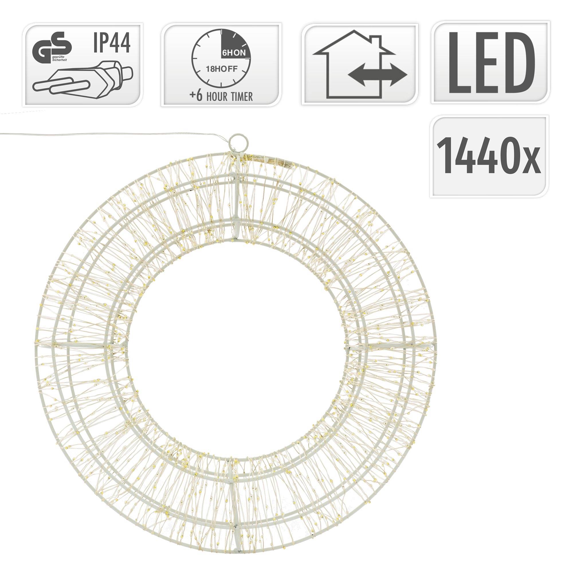 Ecd-Germany - Couronne avec 1440 LEDs de Noël blanc chaud décoration lumineuse ronde Ø 50 cm - Image 5