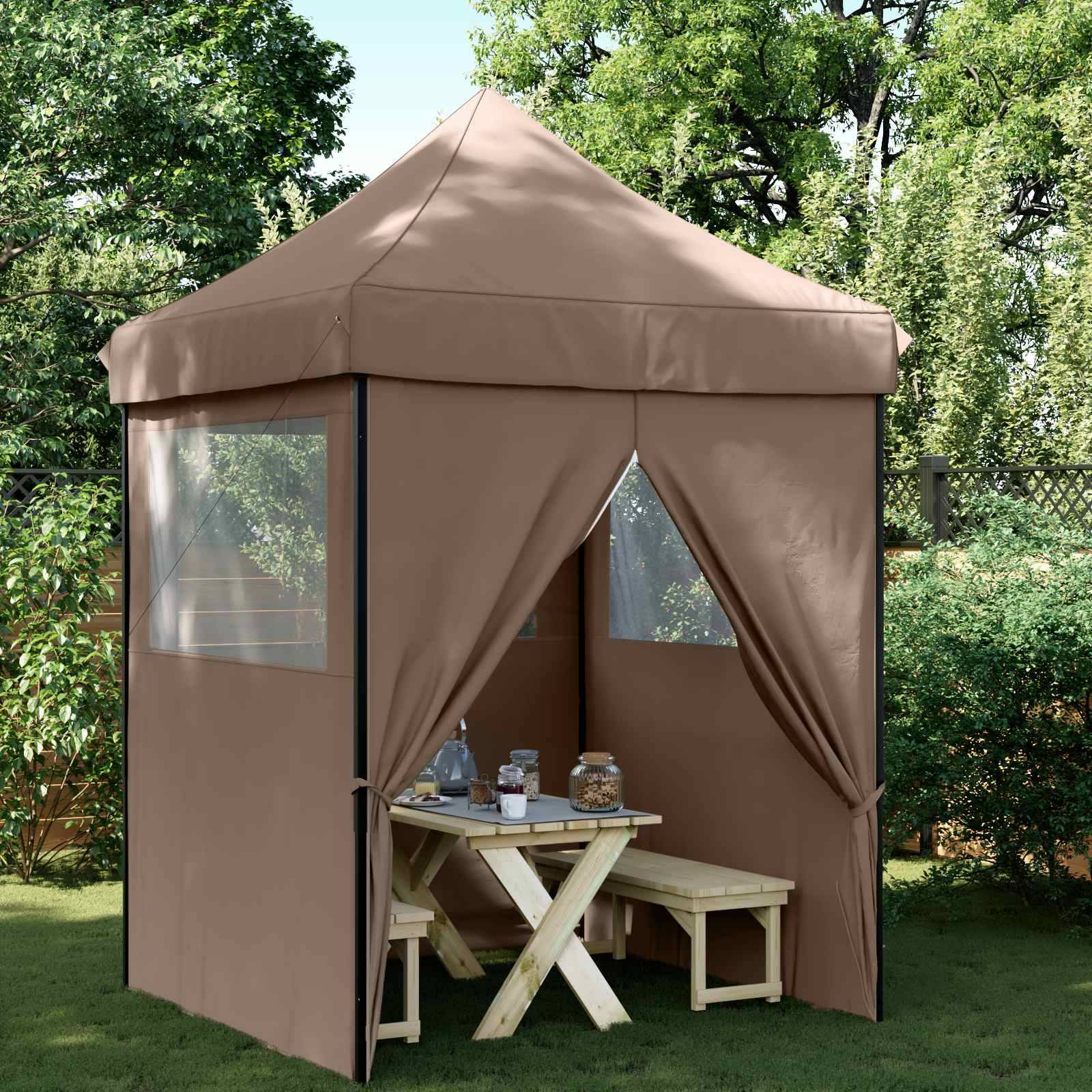 ComfortXL - Tente de réception pliante tissu oxford jardin événement réglable 2x2m marron - ComfortXL Outdoor Living