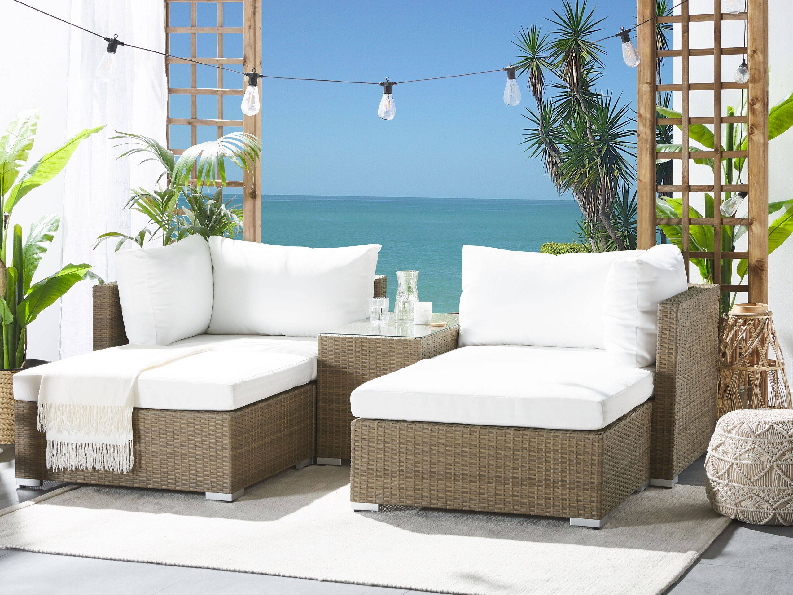 Beliani - Set de jardin, 2 Personnes Polyrotin Marron clair NOTO - Beliani - Imagen 1