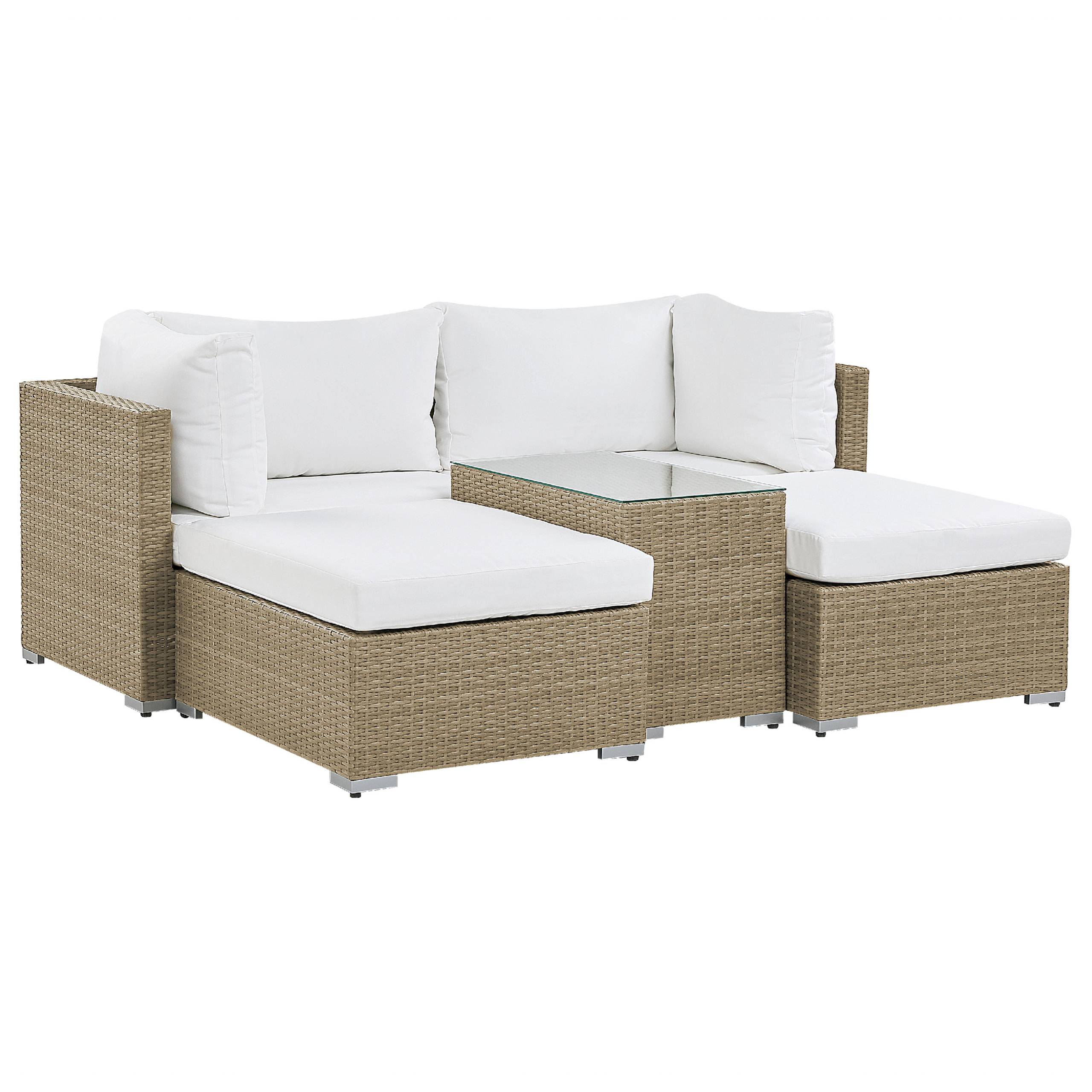Beliani - Set de jardin, 2 Personnes Polyrotin Marron clair NOTO - Beliani - Imagen 4