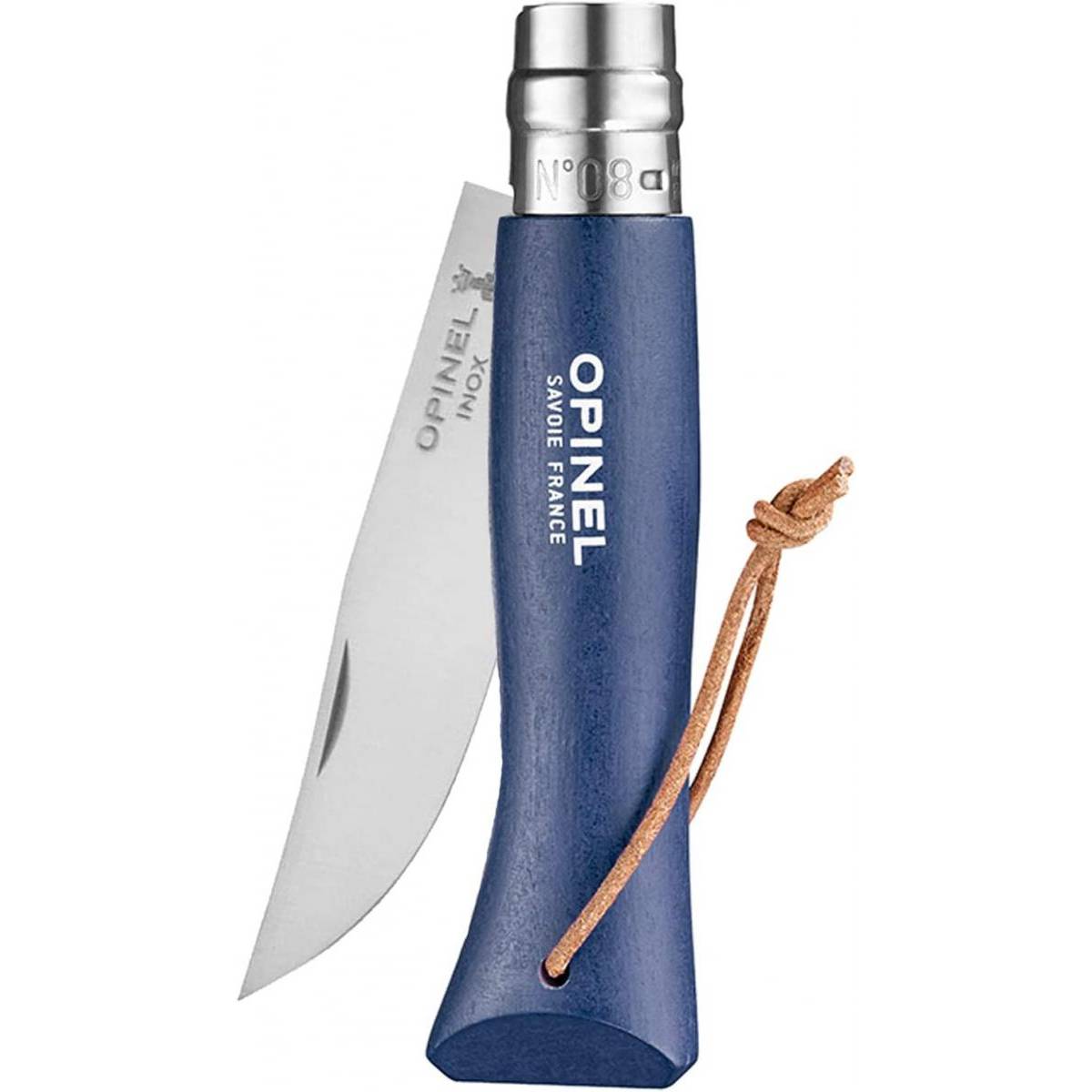 Opinel - Couteau Baroudeur n°8 - lame 8.5 cm bleu avec lien en cuir - Imagen 3