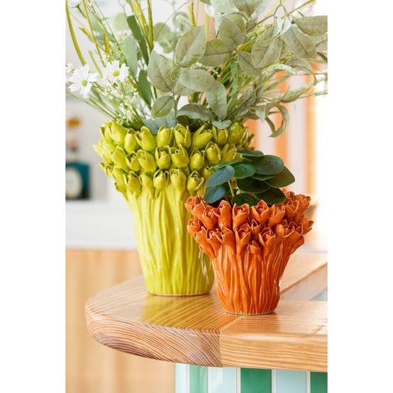Vase Déco en Grès "Ambrosia" 19cm Orange - Image 4