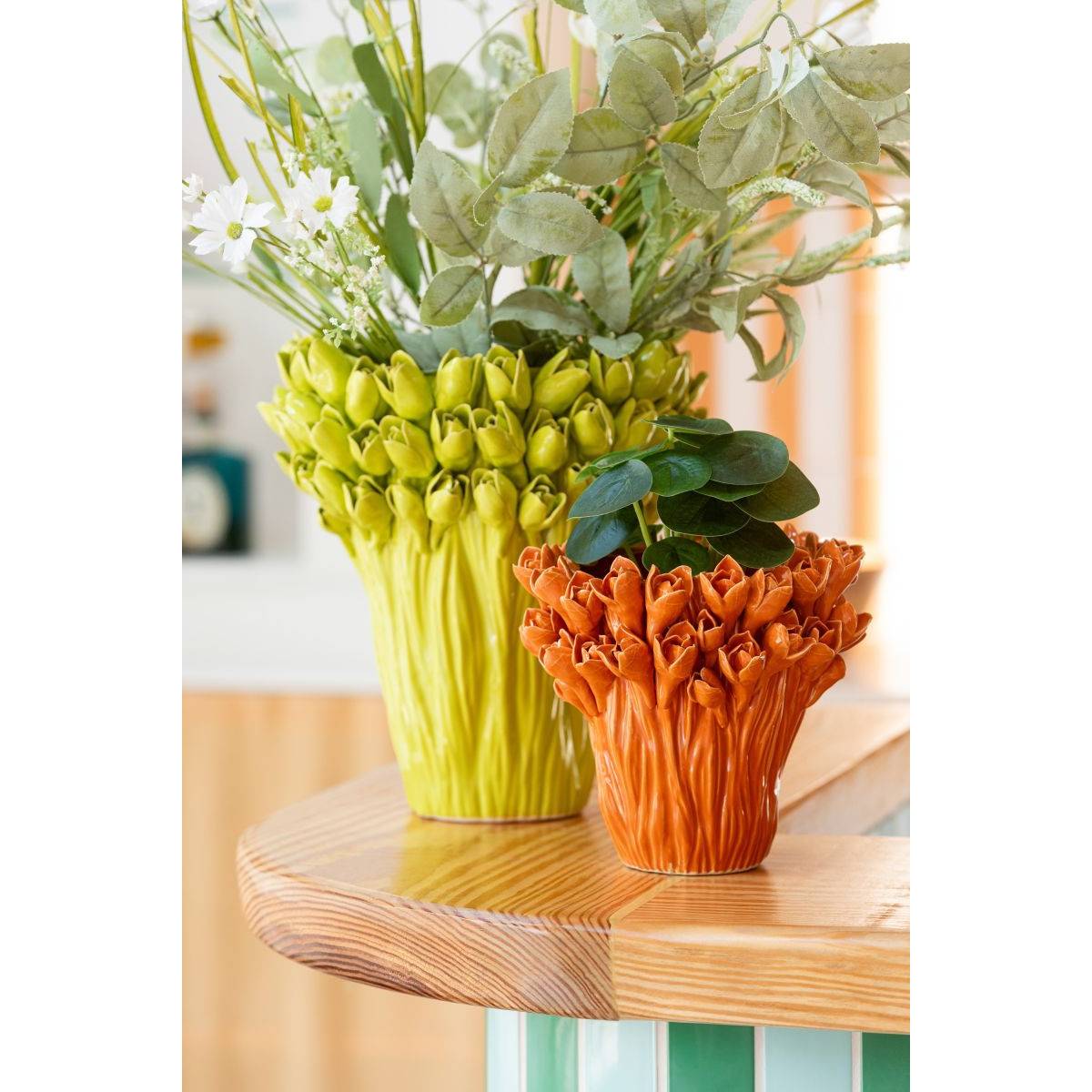 Vase Déco en Grès "Ambrosia" 19cm Orange - Image 4