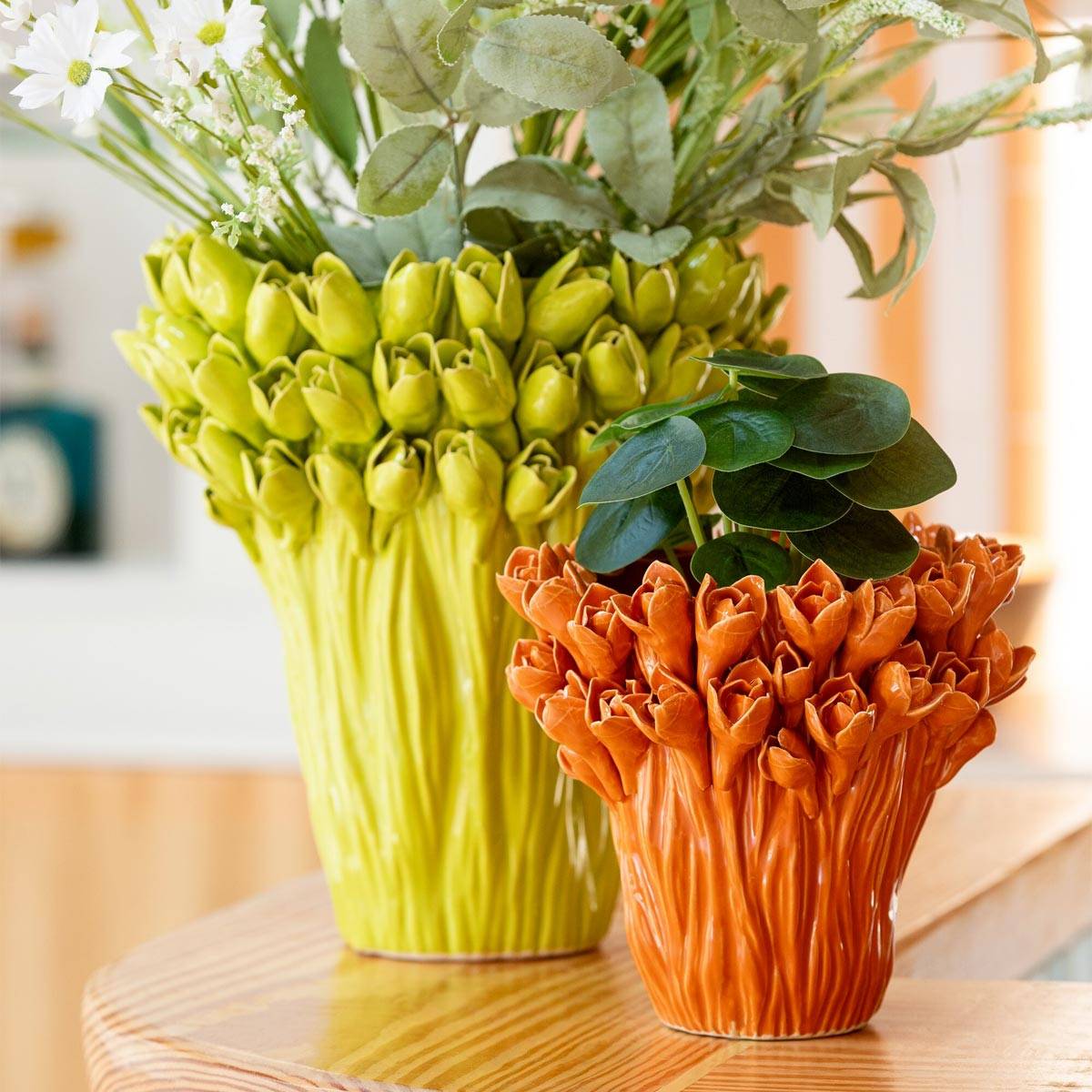 Vase Déco en Grès "Ambrosia" 19cm Orange - Image 3
