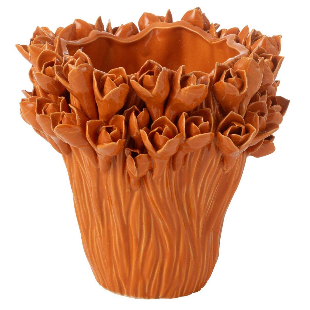 Vase Déco en Grès "Ambrosia" 19cm Orange - Image 1