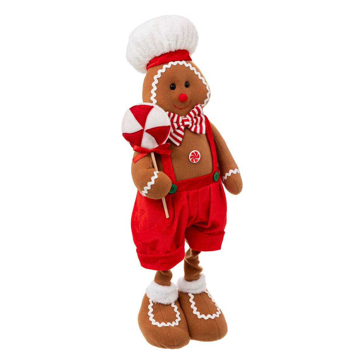 Fééric Lights & Christmas - Déco de Noël Bonhomme Pain d'épice télescopique habit rouge et blanc H maxi 85 cm - Imagen 2