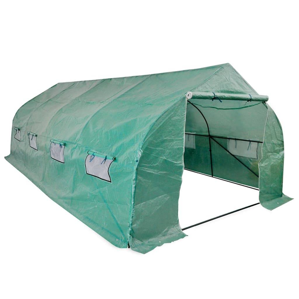 Serre Tunnel Jardin Acier PE 18m² Protection Cultures 8 Fenêtres Vert - ComfortXL Outdoor Living - Image 1