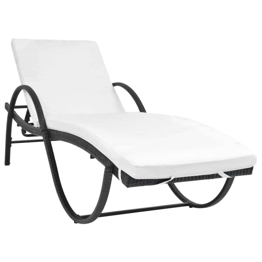 Helloshop26 - Lot de 2 transats chaise longue bain de soleil lit de jardin terrasse meuble d'extérieur avec table résine tressée noir - Imagen 2