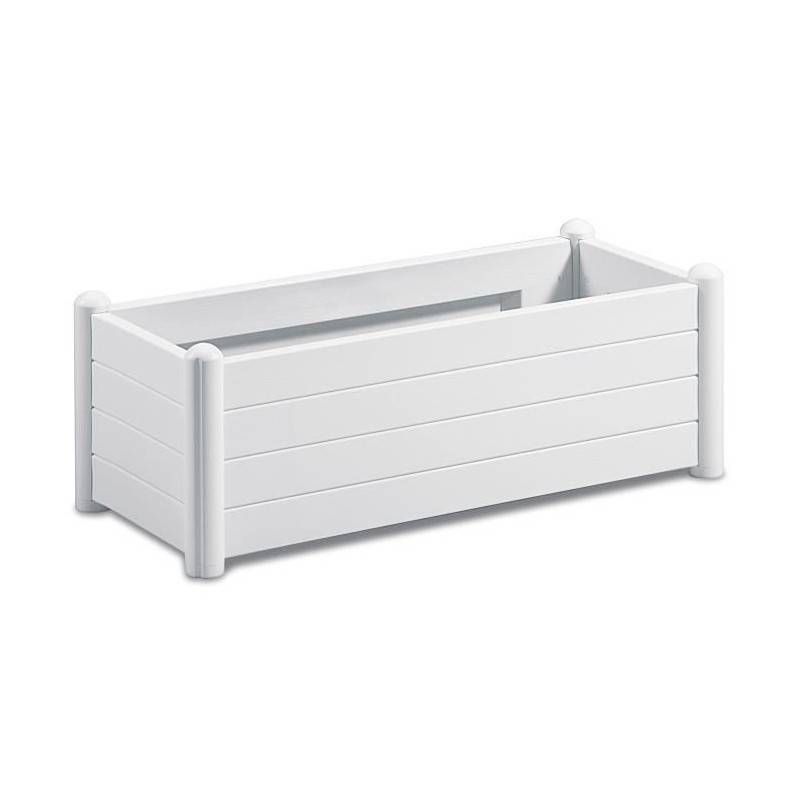 Stefanplast Bac A Fleurs Rectangulaire - Finition En Bois - 100x43xh35cm - 80l - Blanc - Image 1