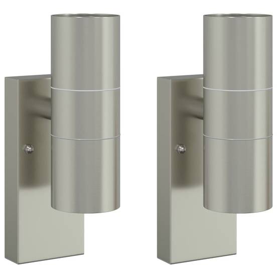 2pcs Appliques murales extérieures - Lampes murales extérieures Argent 7 x 10 x 22 cm g18 - Image 1