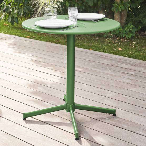 Oviala - Ensemble table de jardin et 4 fauteuils métal vert cactus Palavas - Oviala - Image 4