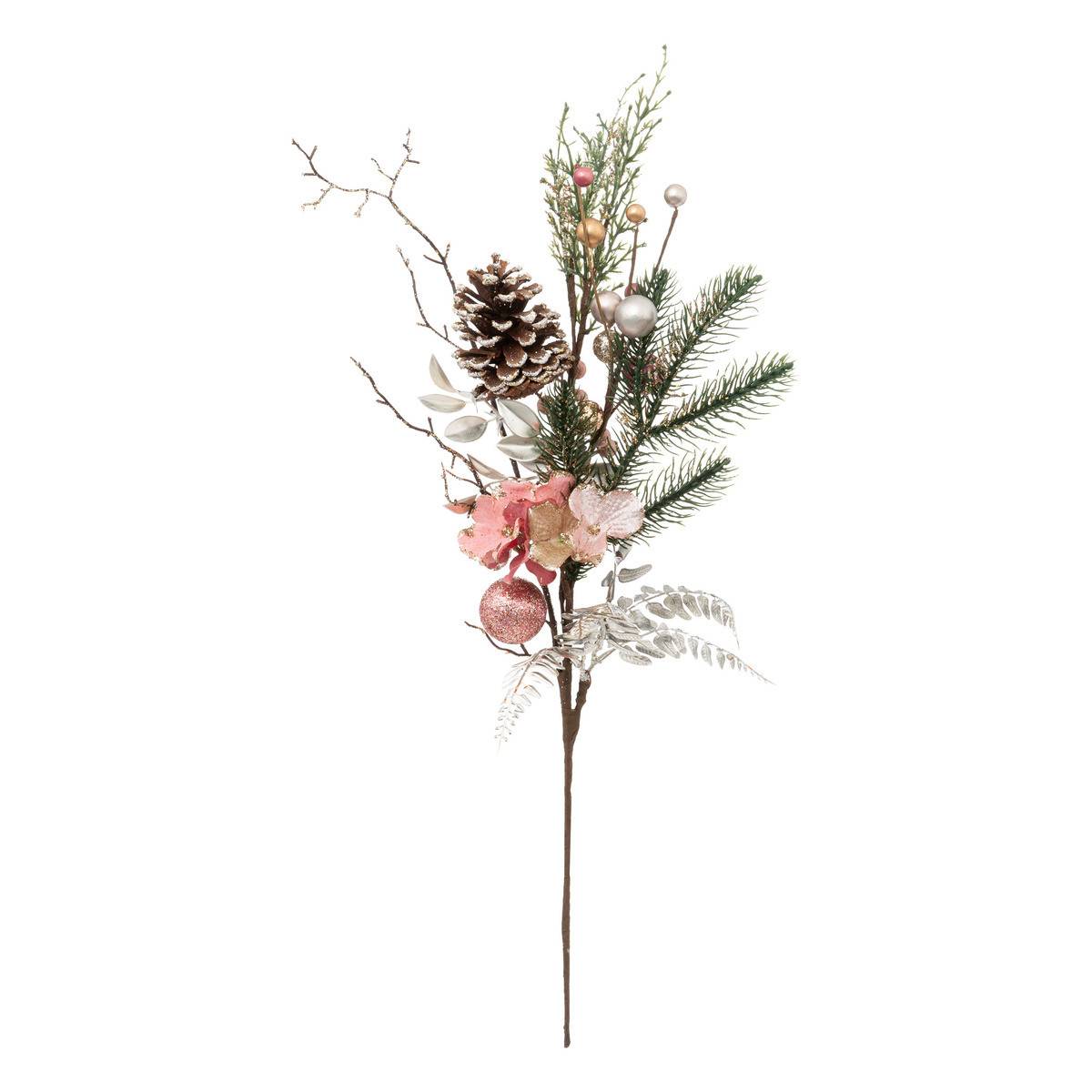 Fééric Lights & Christmas - Branche décorative spéciale fêtes Or et Rose H 64  cm