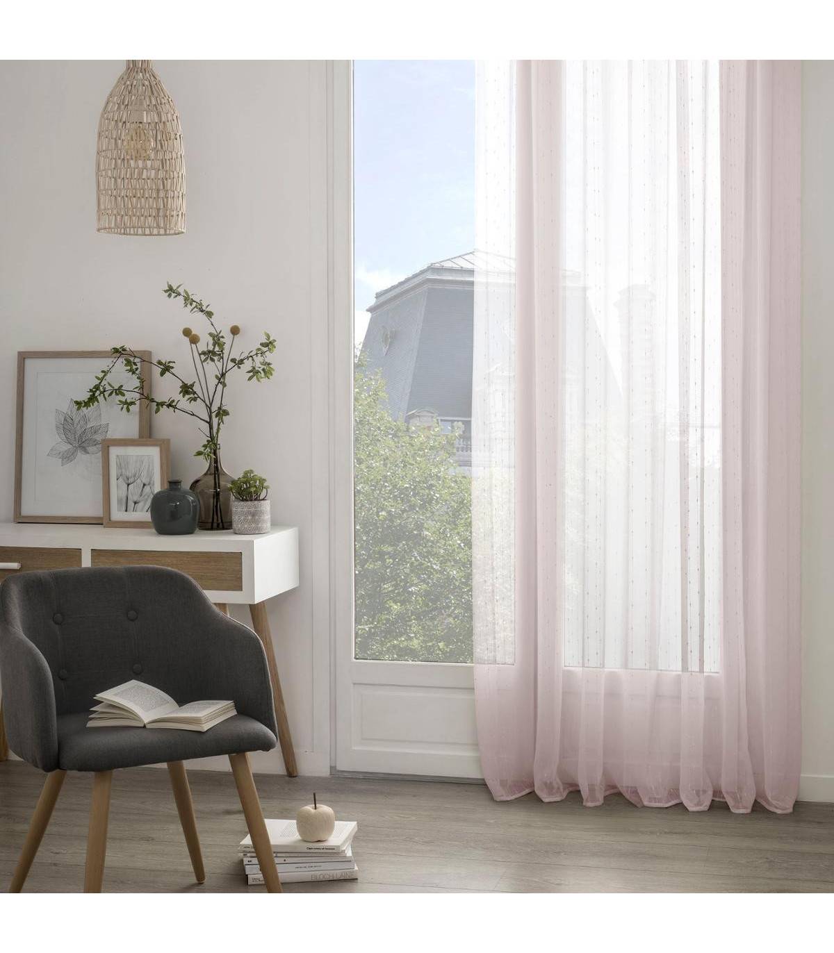 Voilage à œillets Rose avec relief 140 x 240 cm - Imagen 4