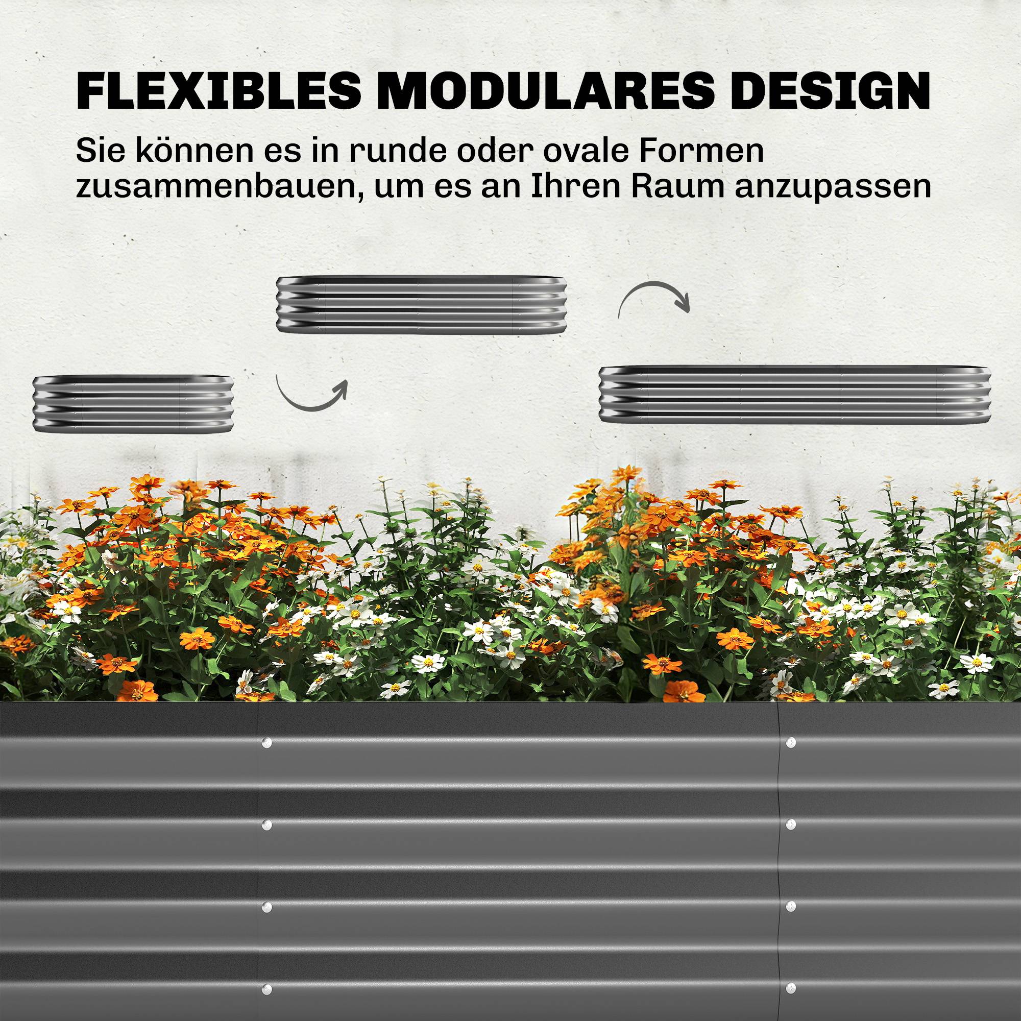Potager surélevé avec treillis métal, bord protégé, gants, 220x110x150 cm - Image 9