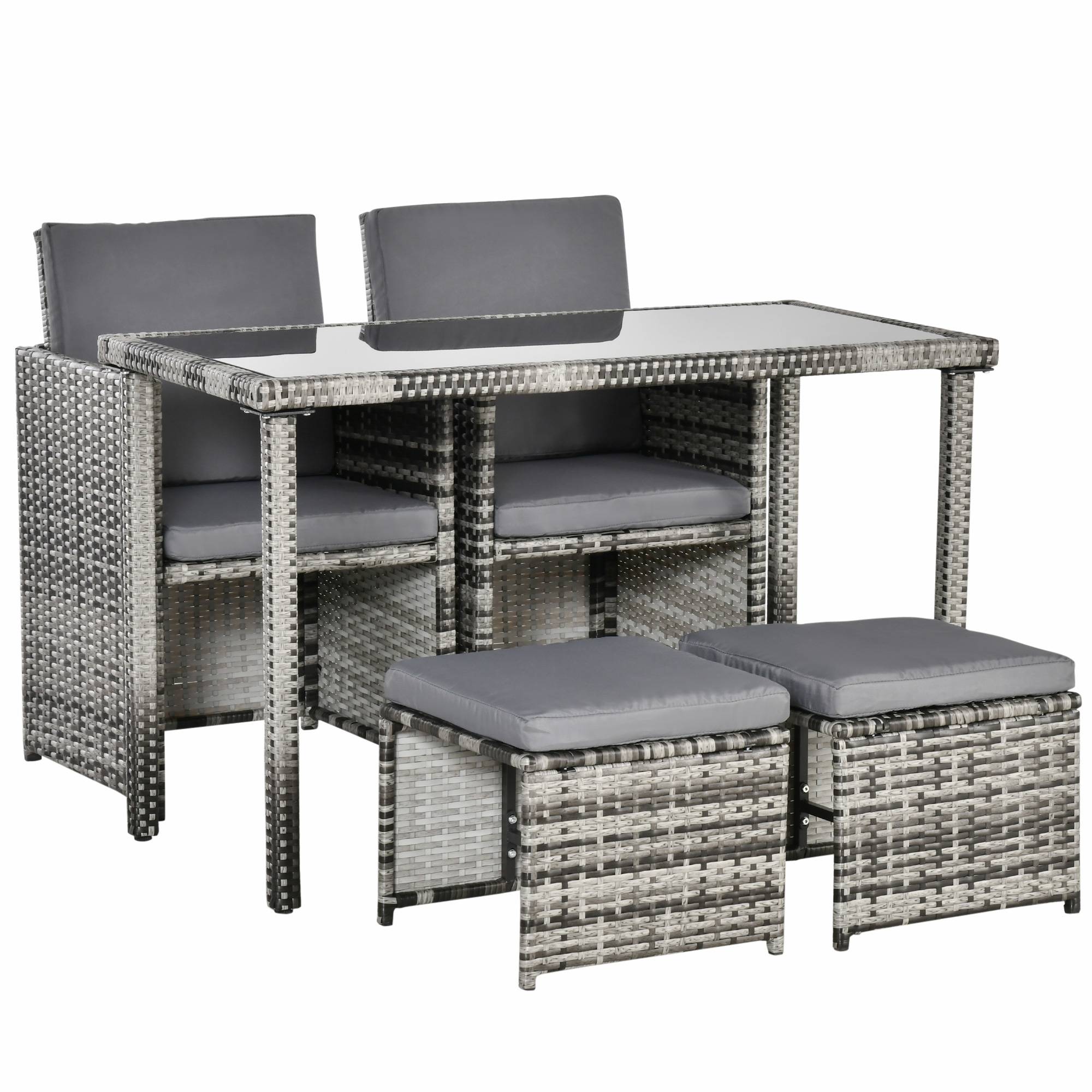Sans Marque - Ensemble jardin polyrotin 4 personnes coussins gris - Image 2
