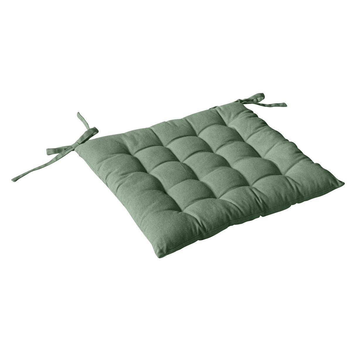 Enjoy Home - Galette de Chaise Piquée Uni "Panama" 38x38cm Vert Argile