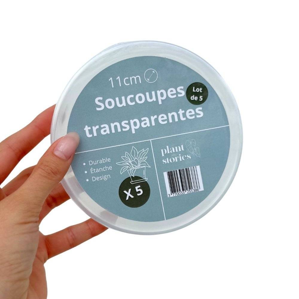 Soucoupes transparentes pour plantes - Soucoupes rigides - Coupelles pour plantes - X5 unités - Pot de 11cm - Image 1