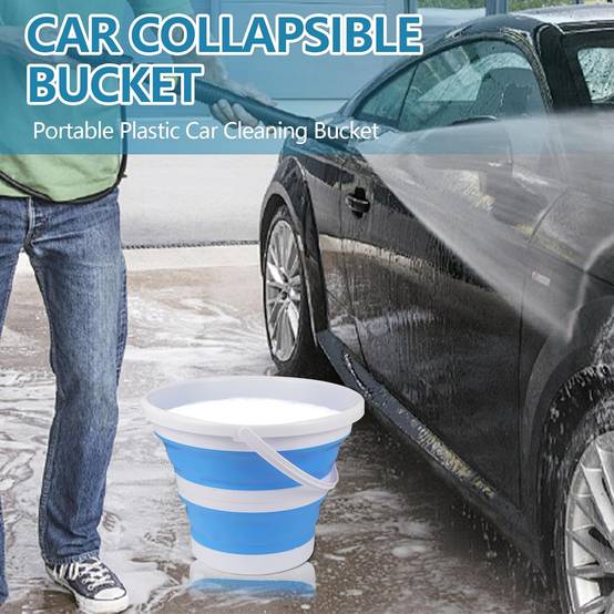 Seau pliable en silicone pour camping,seau en plastique, voyages, lavage de voiture et usage domestique (bleu) (5 litres) -Lytech - Image 6