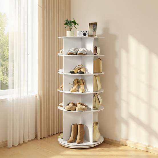 VEVOR Étagère présentoir à chaussures rotatif 360° 5 niveaux 20 paires blanc - Image 8
