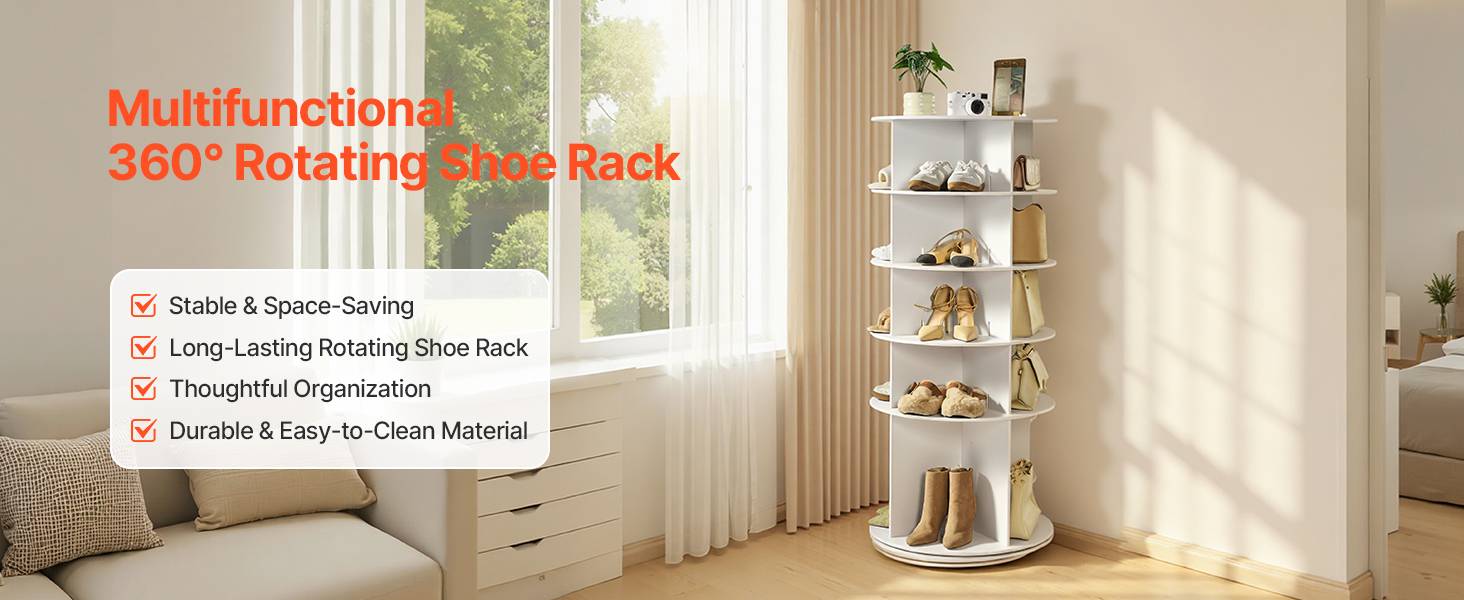 VEVOR Étagère présentoir à chaussures rotatif 360° 5 niveaux 20 paires blanc - Image 9