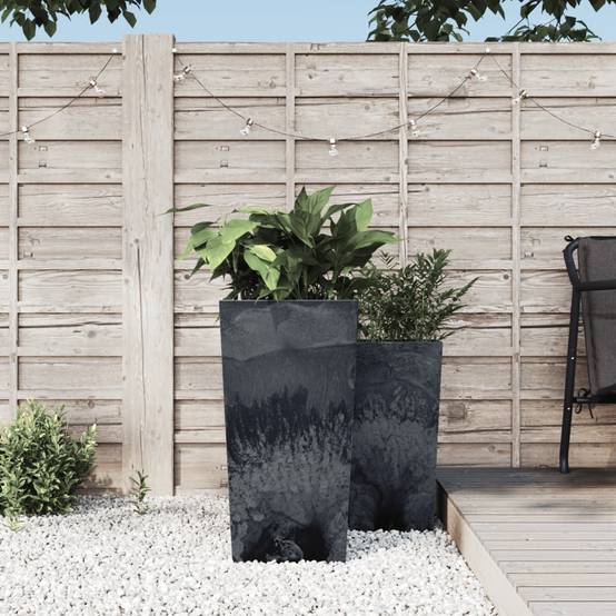 Grand Pot de Fleurs Haut Aspect Béton Industriel avec Insert Amovible Polypropylène Entrée Anthracite 61 cm – ComfortXL Outdoor Living - Image 1