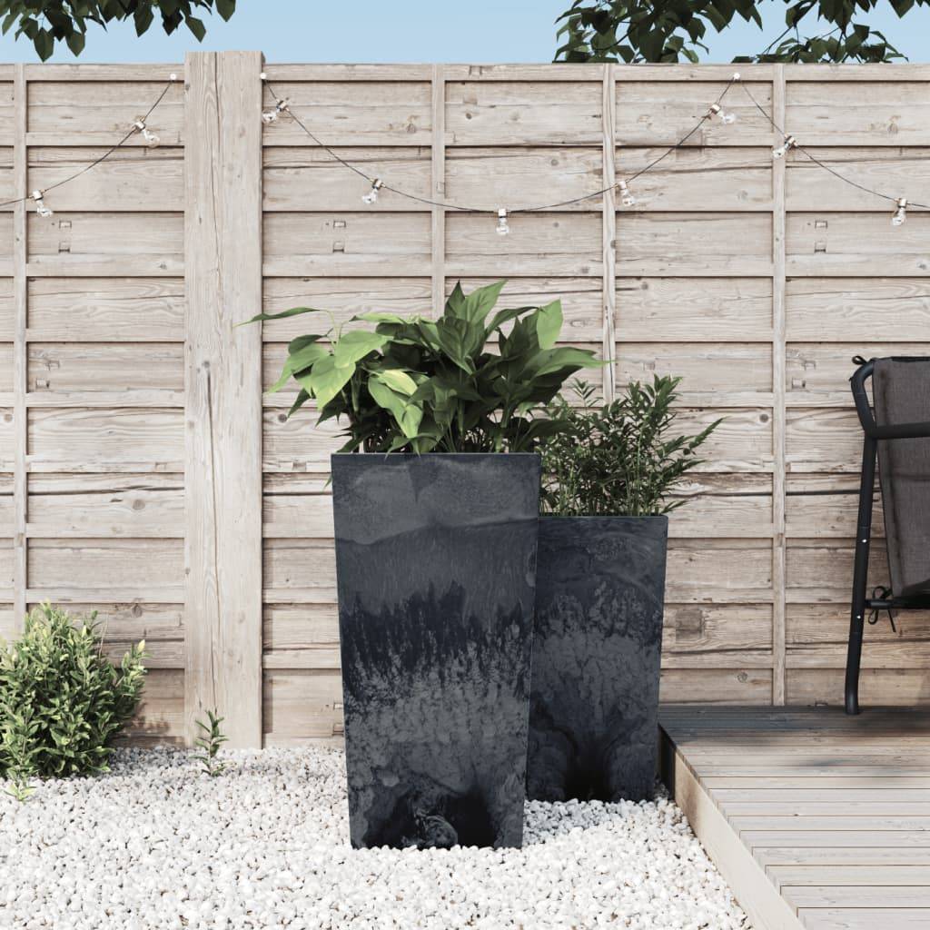Grand Pot de Fleurs Haut Aspect Béton Industriel avec Insert Amovible Polypropylène Entrée Anthracite 61 cm – ComfortXL Outdoor Living - Image 1