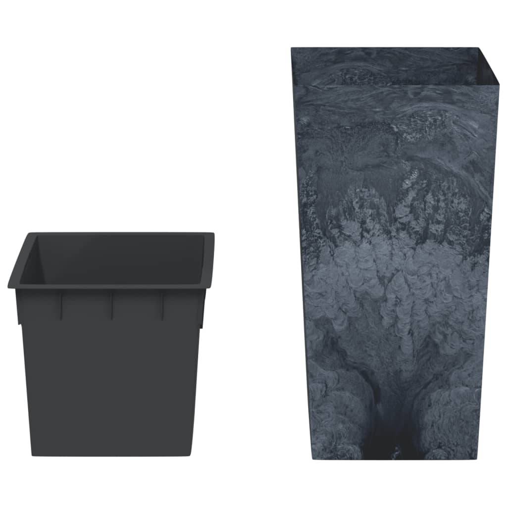 Grand Pot de Fleurs Haut Aspect Béton Industriel avec Insert Amovible Polypropylène Entrée Anthracite 61 cm – ComfortXL Outdoor Living - Image 3