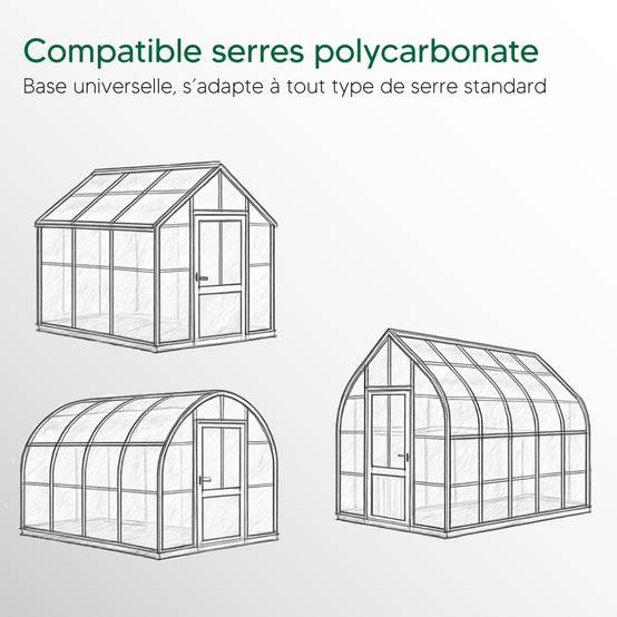 Fondation serre jardin 12m², 496x251x12 cm, Cadre métal solide acier galvanisé - TERRE JARDIN - TERRE JARDIN - Image 6