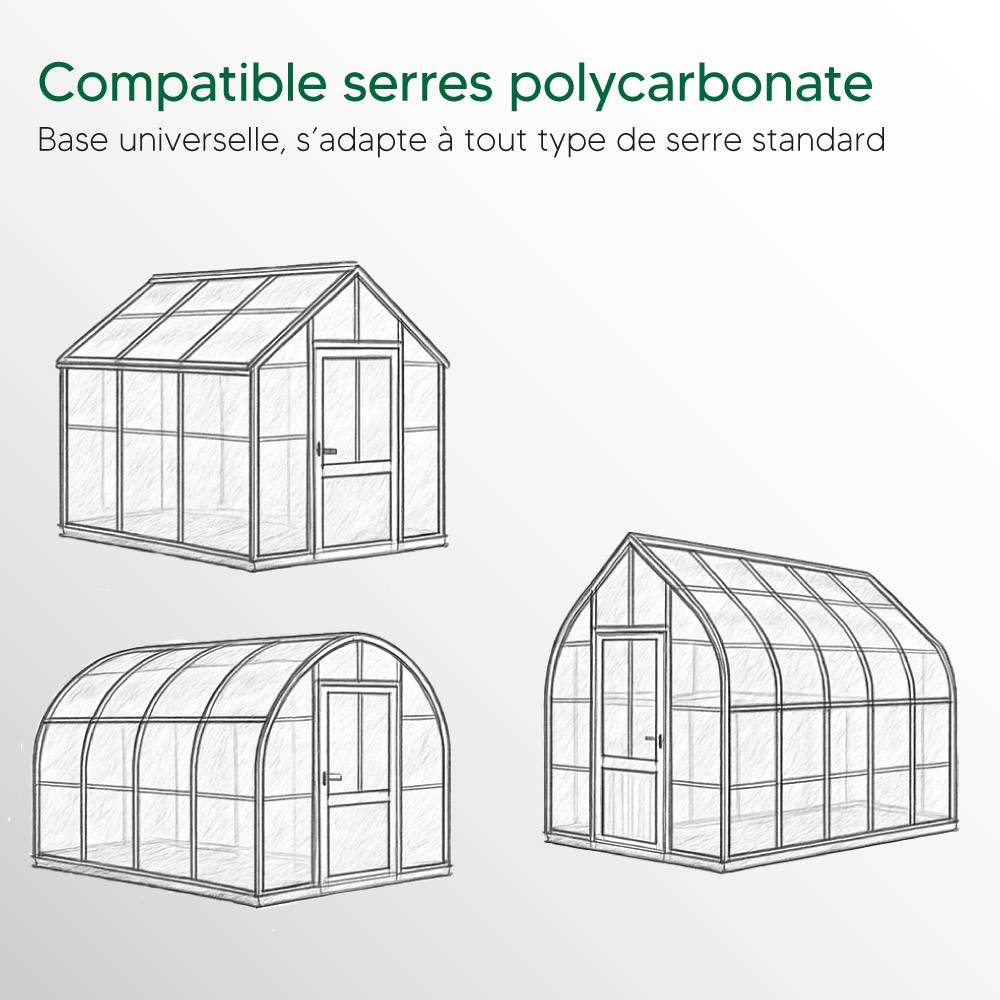 Fondation serre jardin 12m², 496x251x12 cm, Cadre métal solide acier galvanisé - TERRE JARDIN - TERRE JARDIN - Image 6