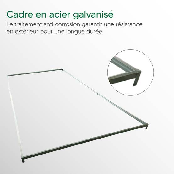 Fondation serre jardin 12m², 496x251x12 cm, Cadre métal solide acier galvanisé - TERRE JARDIN - TERRE JARDIN - Image 5