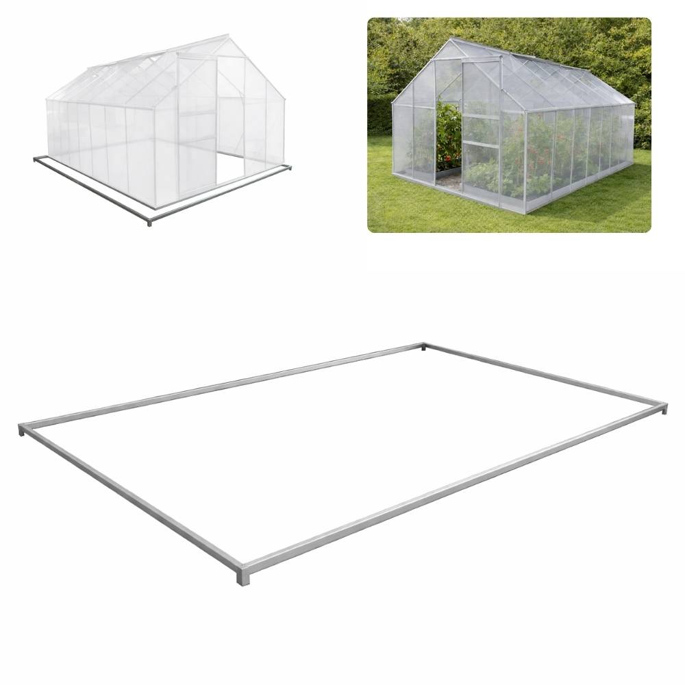 Fondation serre jardin 12m², 496x251x12 cm, Cadre métal solide acier galvanisé - TERRE JARDIN - TERRE JARDIN - Image 1