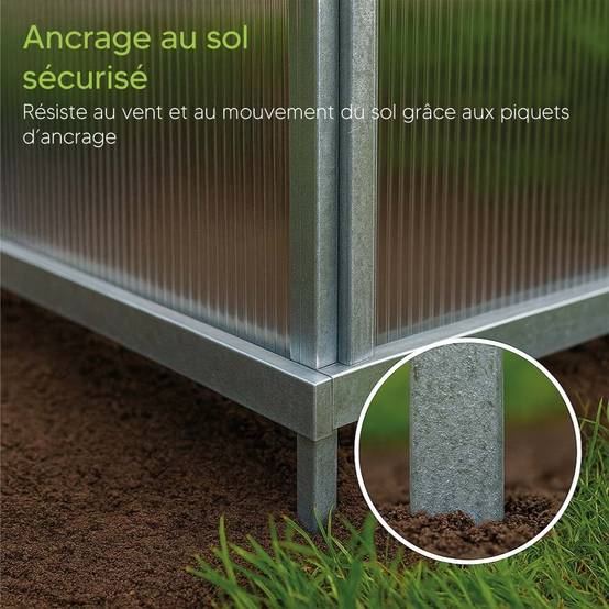 Fondation serre jardin 12m², 496x251x12 cm, Cadre métal solide acier galvanisé - TERRE JARDIN - TERRE JARDIN - Image 4