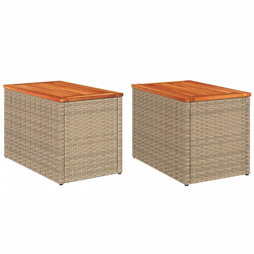Maison Chic - Lot de 2 Tables d'extérieur - Tables d'appoint de jardin - Tables de jardin beige rotin bois massif - Image 1