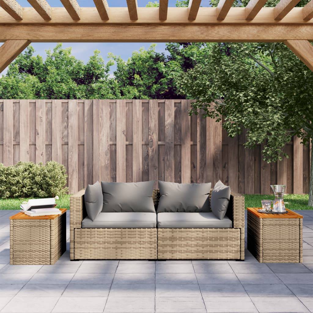 Maison Chic - Lot de 2 Tables d'extérieur - Tables d'appoint de jardin - Tables de jardin beige rotin bois massif - Image 3
