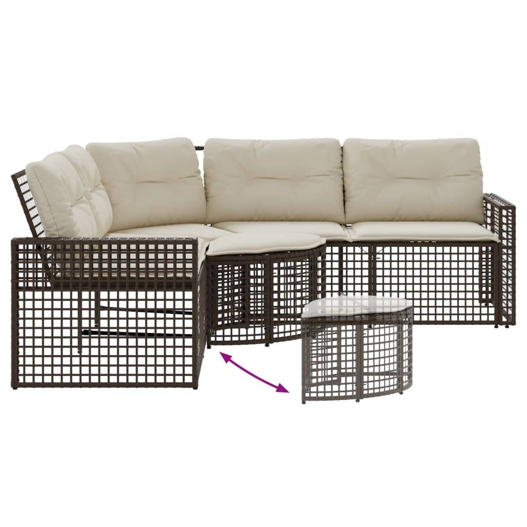 Canapé Extérieur en L Rotin Synthétique avec Repose-Pieds et Assise Confortable – Brun – ComfortXL Outdoor Living - Image 5