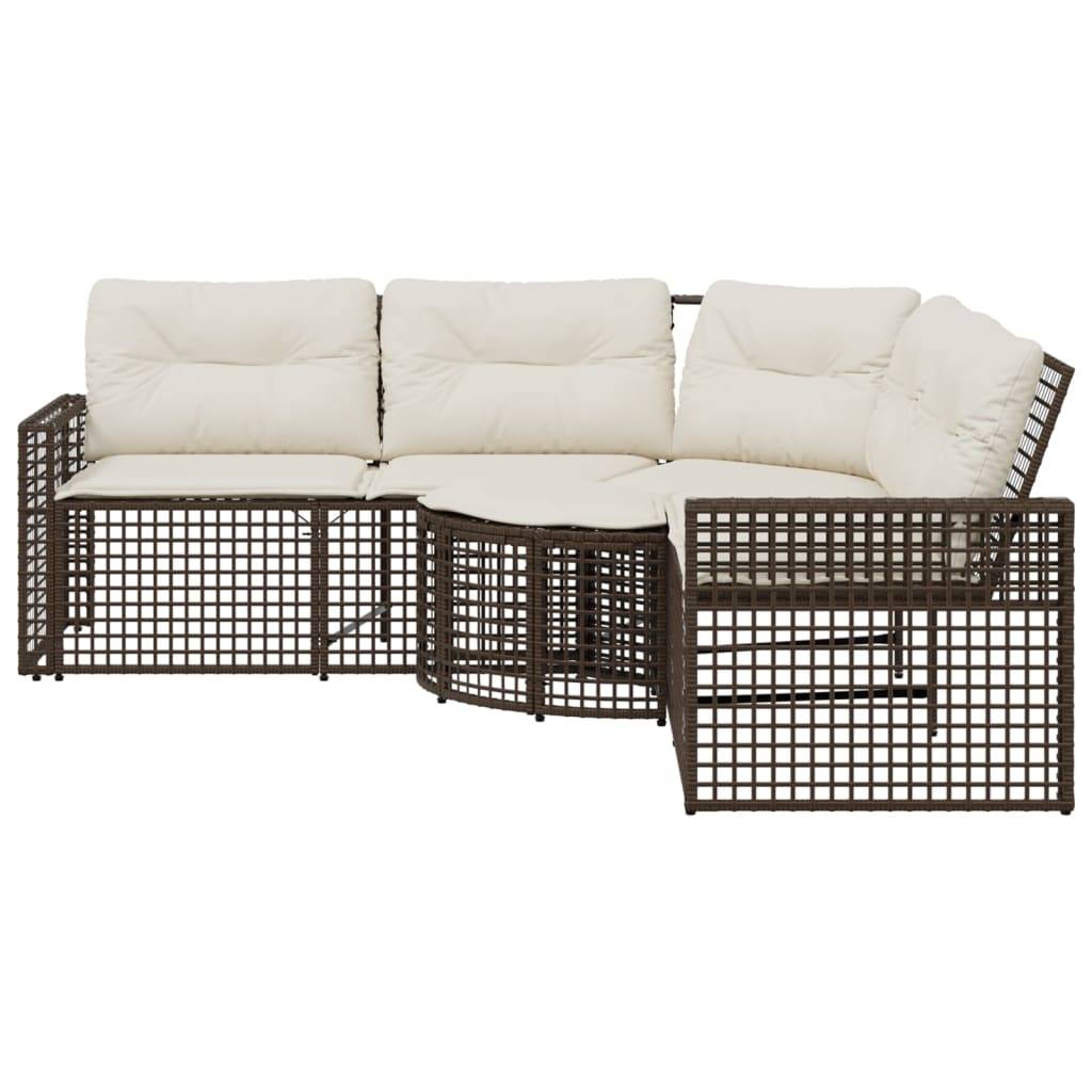 Canapé Extérieur en L Rotin Synthétique avec Repose-Pieds et Assise Confortable – Brun – ComfortXL Outdoor Living - Image 3