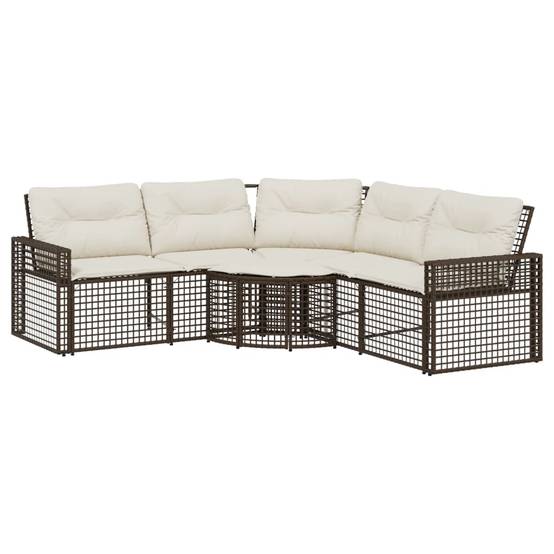 Canapé Extérieur en L Rotin Synthétique avec Repose-Pieds et Assise Confortable – Brun – ComfortXL Outdoor Living - Image 2
