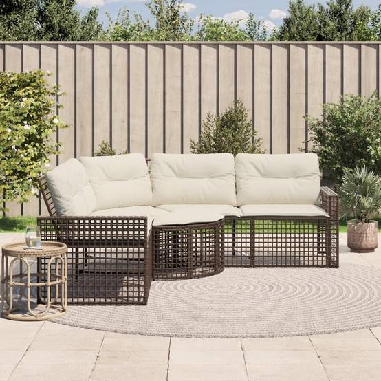 Canapé Extérieur en L Rotin Synthétique avec Repose-Pieds et Assise Confortable – Brun – ComfortXL Outdoor Living - Image 1