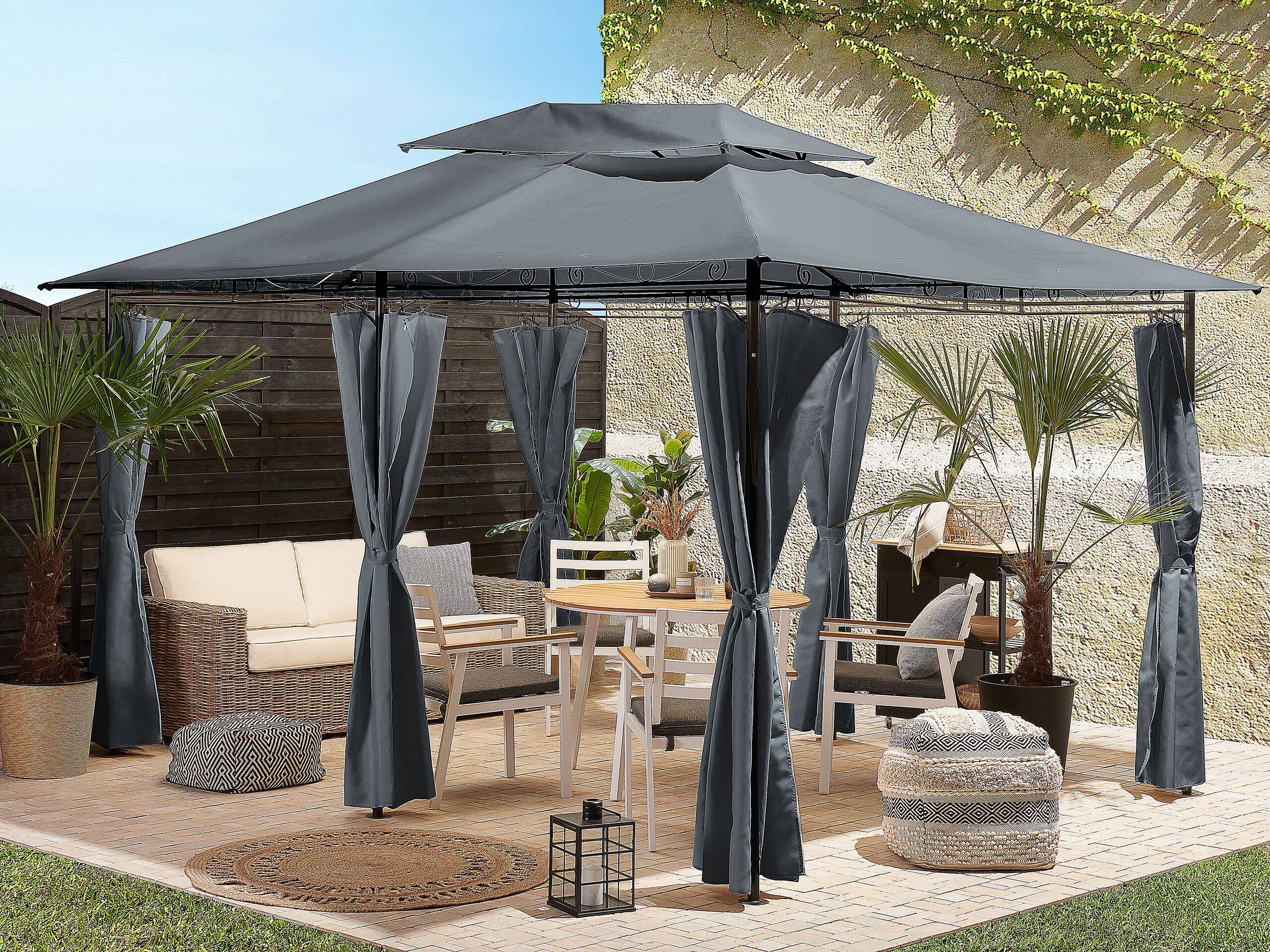 Pergola - Tonnelle de jardin COLOS Métal 400 cm 300 cm Gris graphite - Image 2