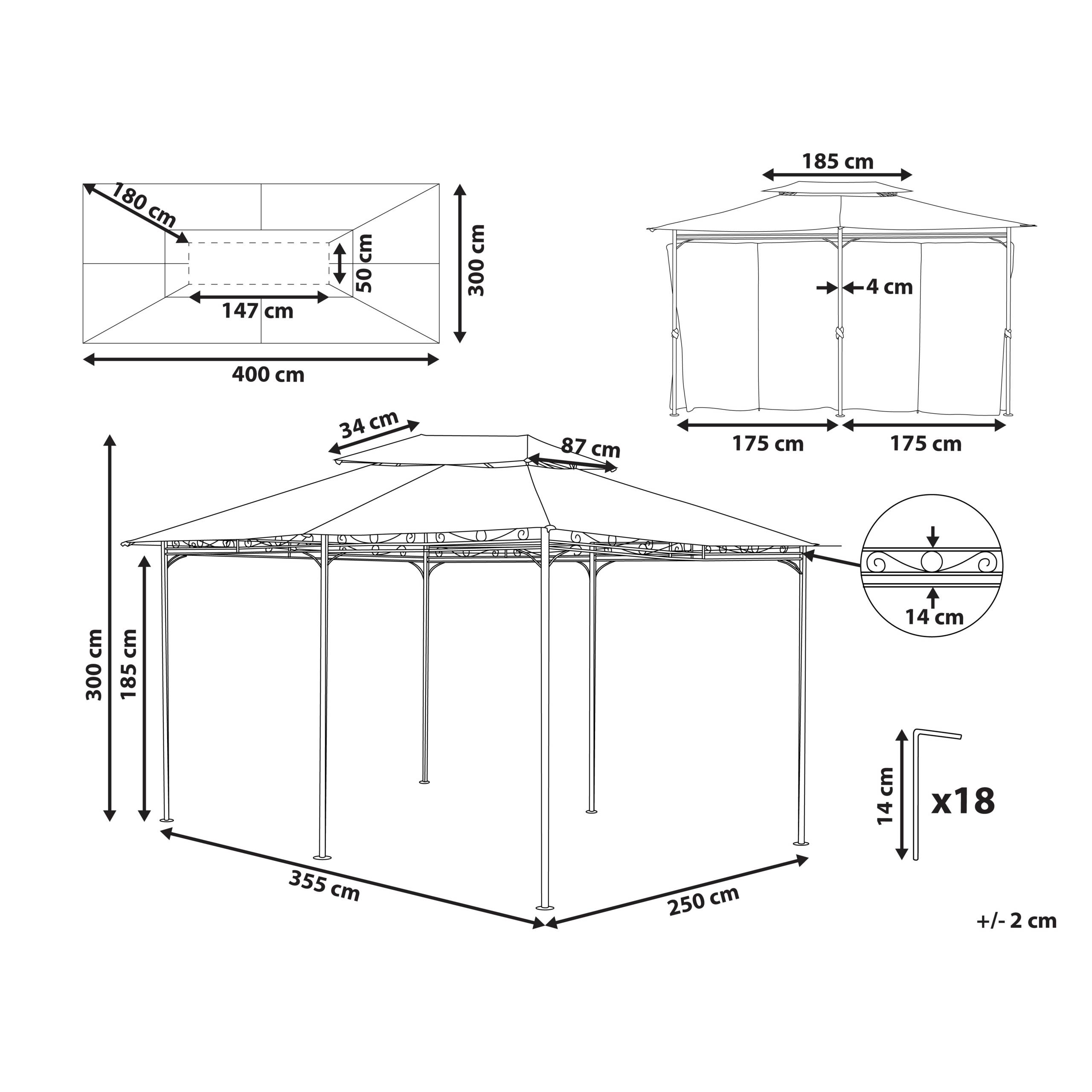 Pergola - Tonnelle de jardin COLOS Métal 400 cm 300 cm Gris graphite - Image 3