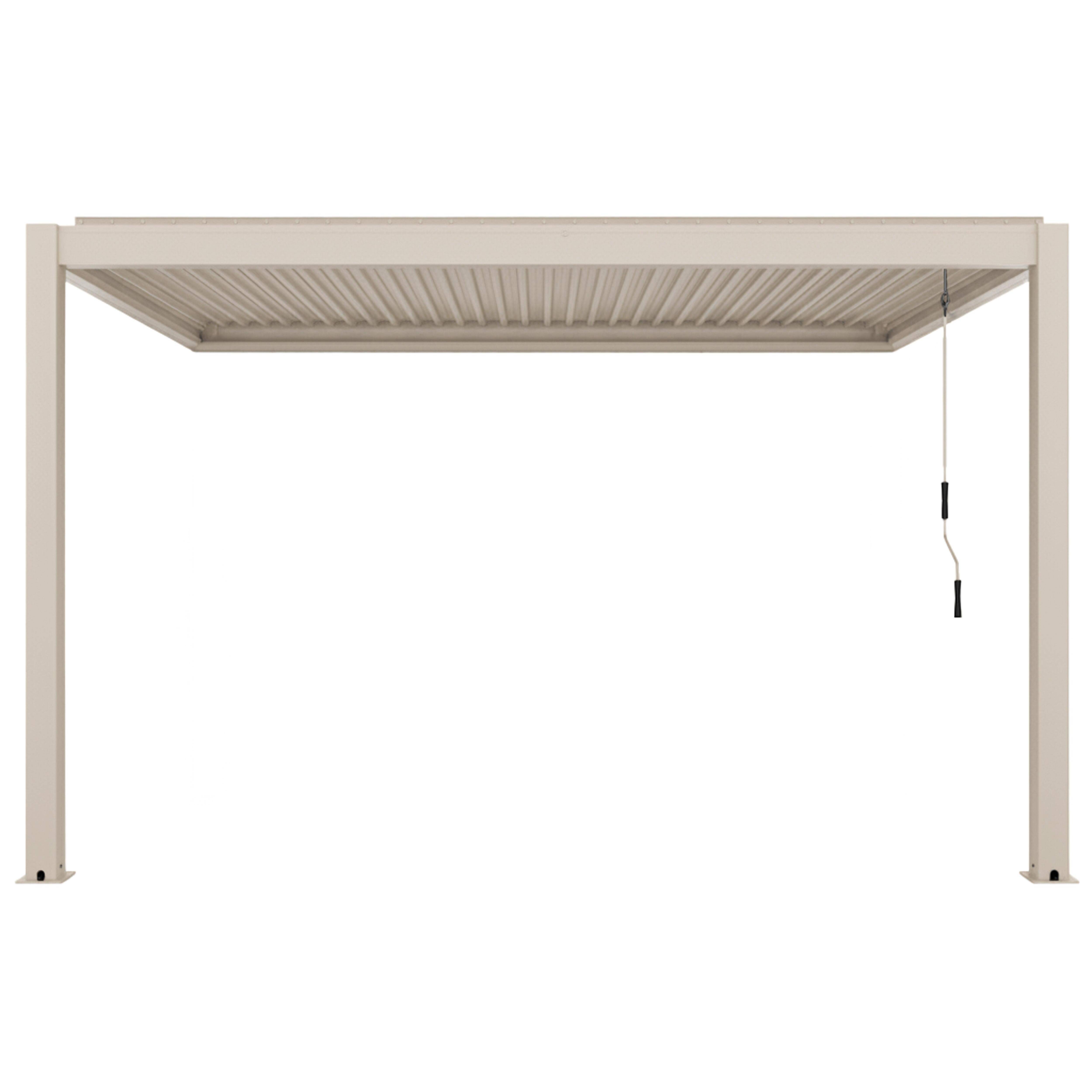 Oviala - Pergola bioclimatique adossée 3x4m et 3 stores bois crème Oia - Oviala - Image 5