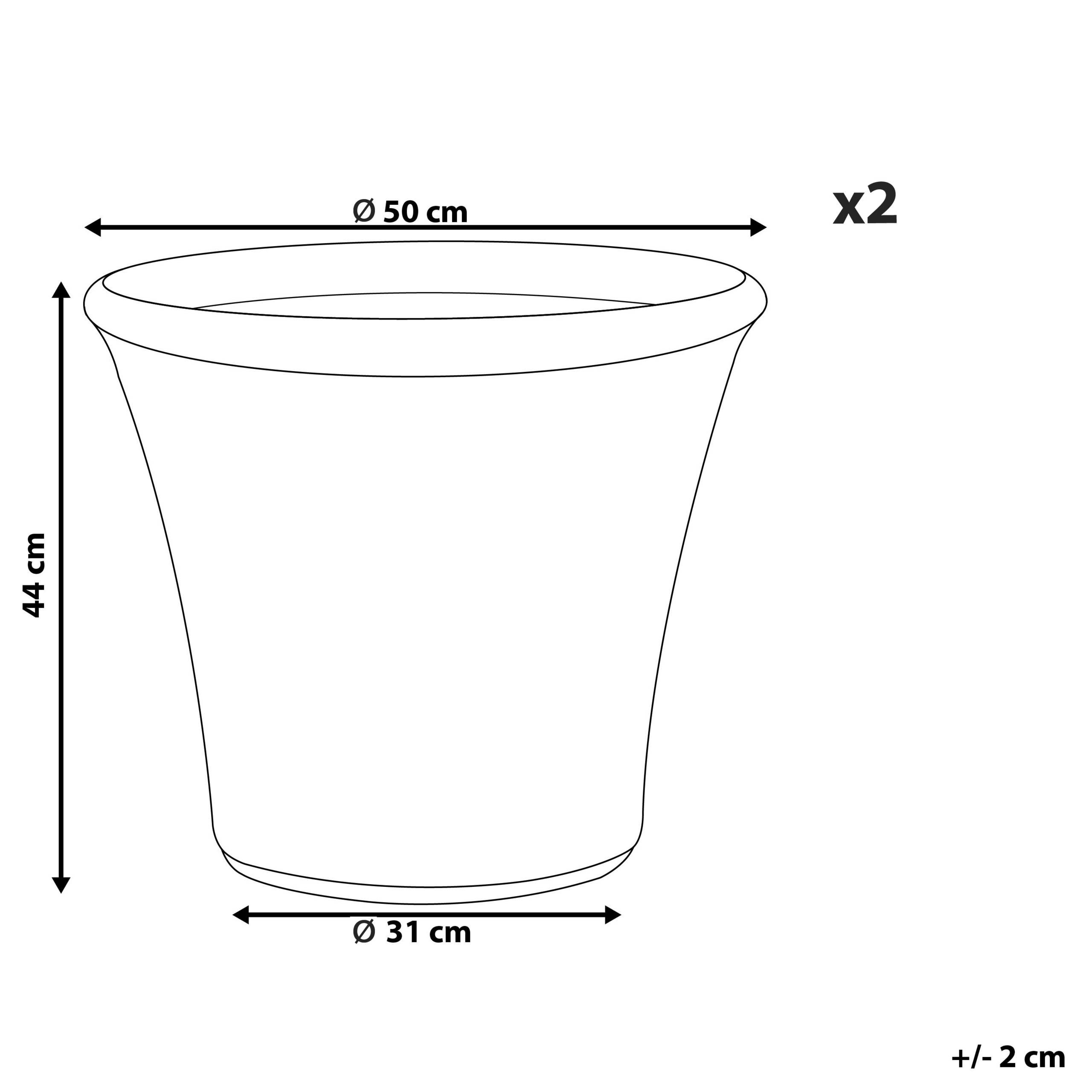 Beliani - Lot de 2 Pot de Fleurs Bleu Marine en Argile et Fibre de Verre ⌀ 50 cm Haut Forme Ronde Moderne pour Jardin Extérieur ou Terrasse Déco - Imagen 3