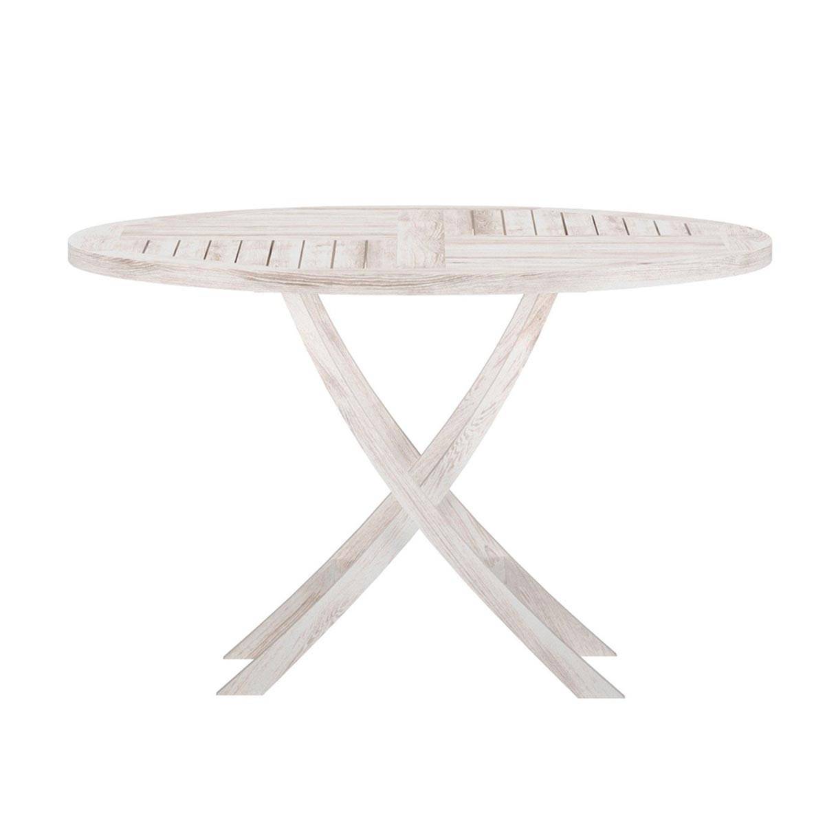 Table de Jardin Ronde "Kenya" 120cm Naturel Blanchi - Image 2