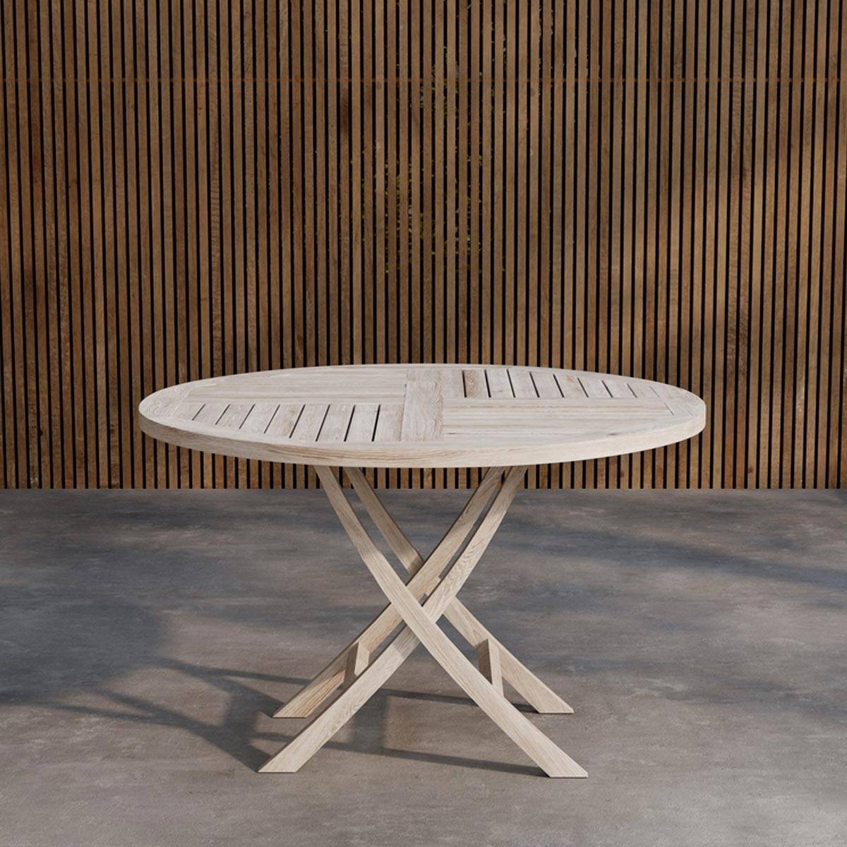 Table de Jardin Ronde "Kenya" 120cm Naturel Blanchi - Image 3
