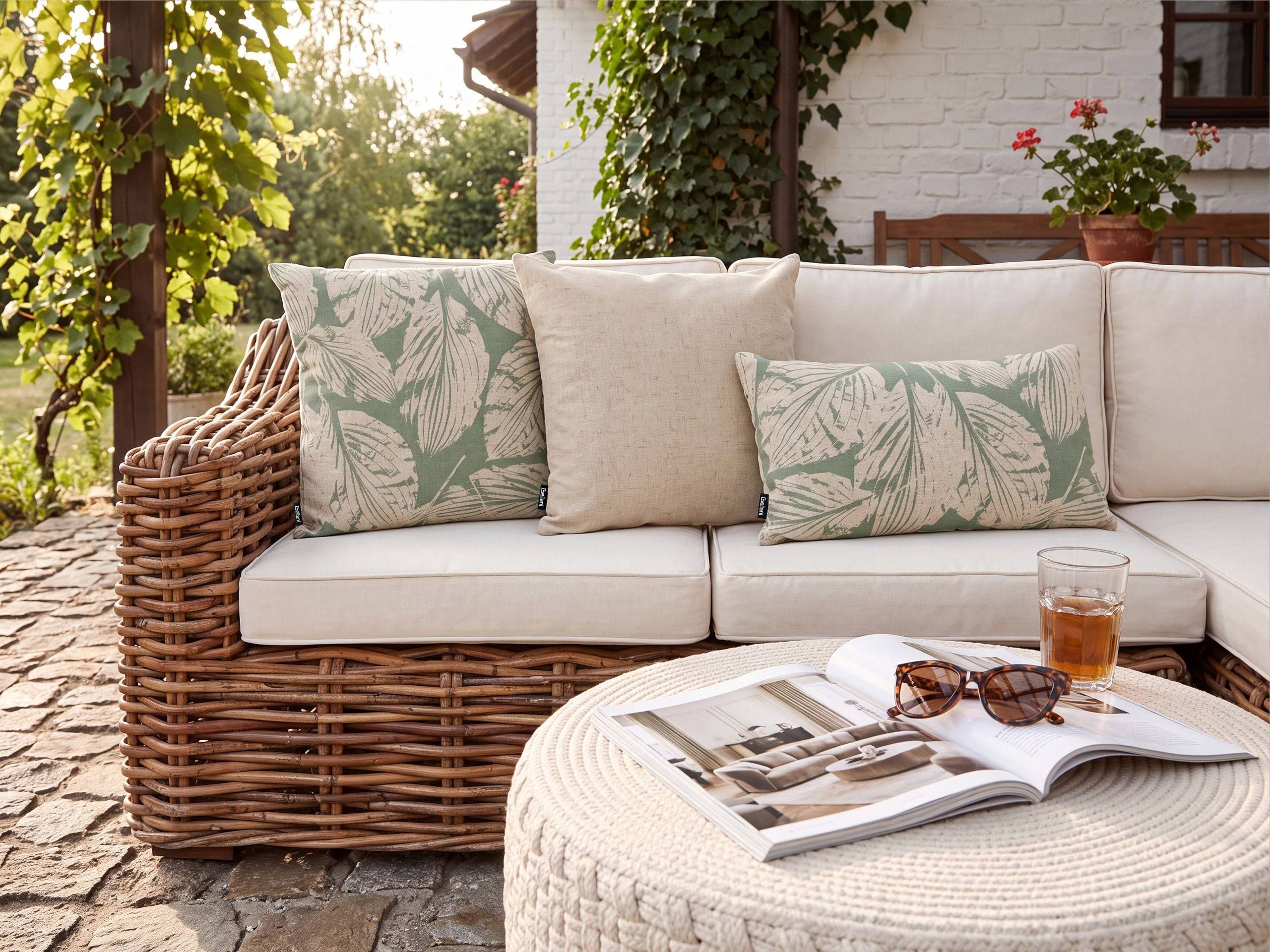 Beliani - Coussin d'extérieur Polyester Beige/vert ARENARIA - 30x50x10- Beliani