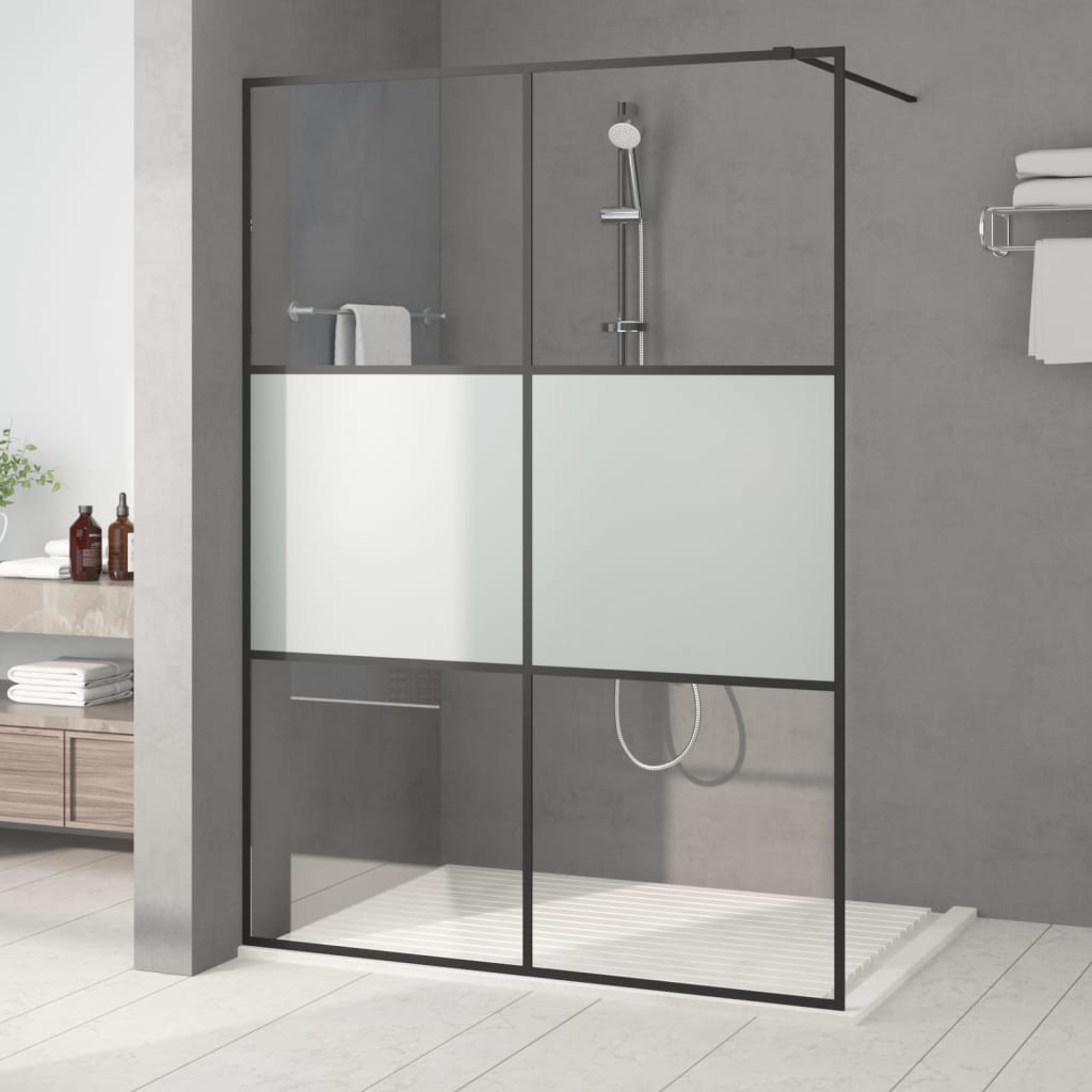Vidaxl - Paroi de douche Noir 140x195 cm Verre ESG demi-dépoli - vidaXL - Imagen 2