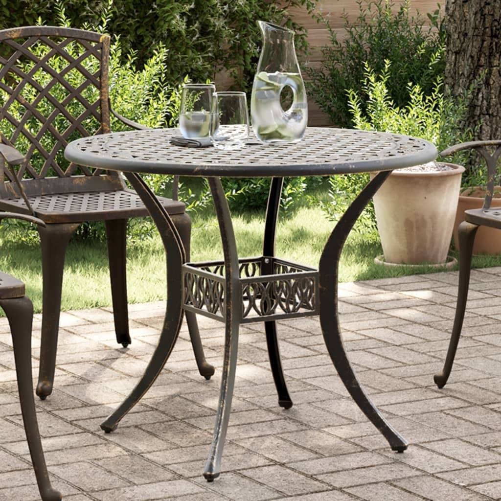 Table de jardin - Table Extérieure - Table De Patio bronze Ø90x75 cm aluminium coulé - Image 2
